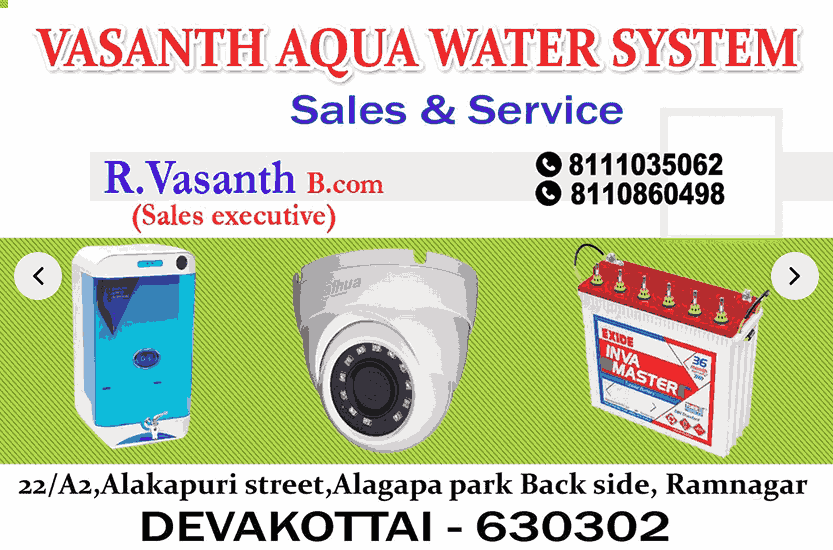 Vasanth Aqua RO Water Purifier dealers in Devakottai
